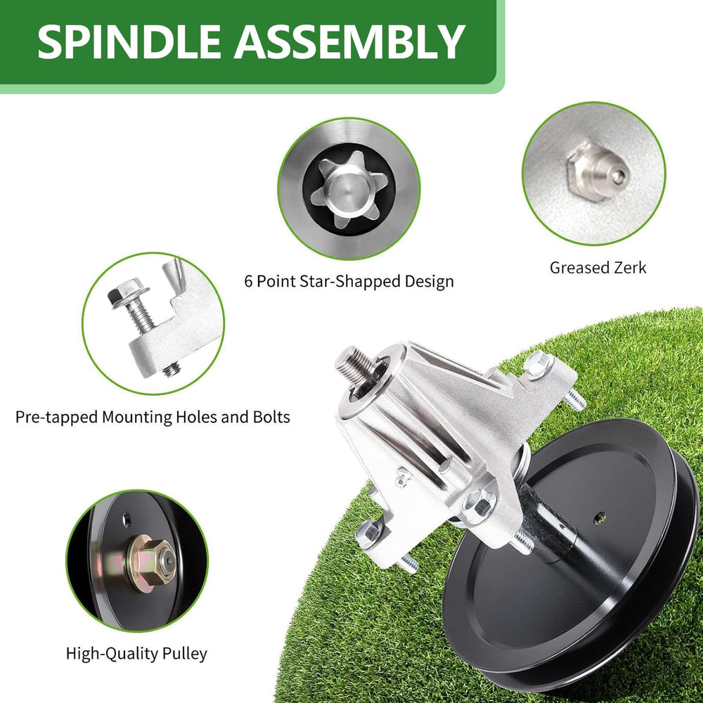 JYLEYJ spindle installed in mower deck demonstrating correct alignment benefit