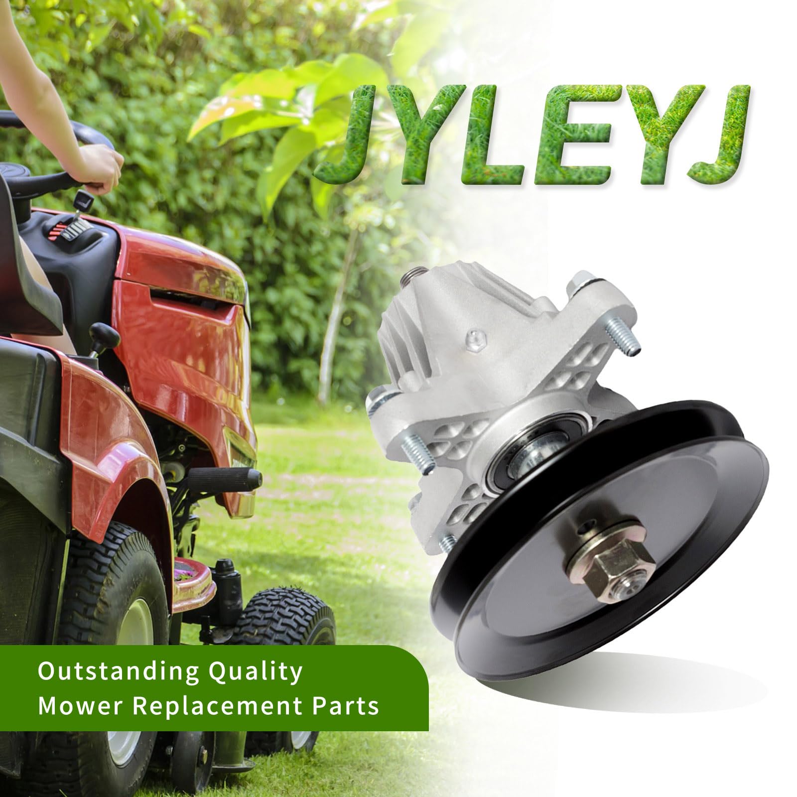 JYLEYJ spindle in a mower cutting grass illustrating improved deck operation and finish