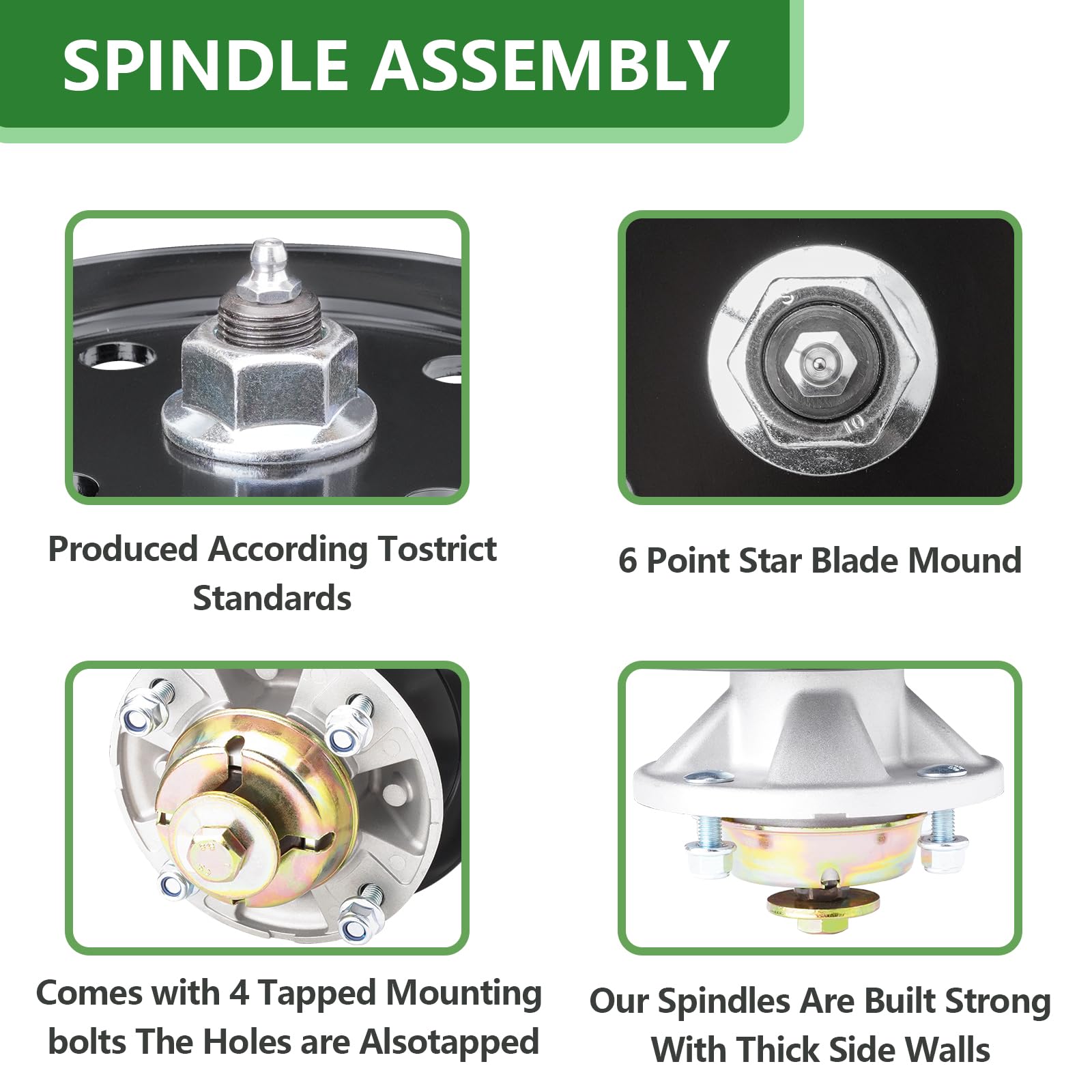 JYLEYJ spindle installed on mower deck showing restored stability and reduced vibration