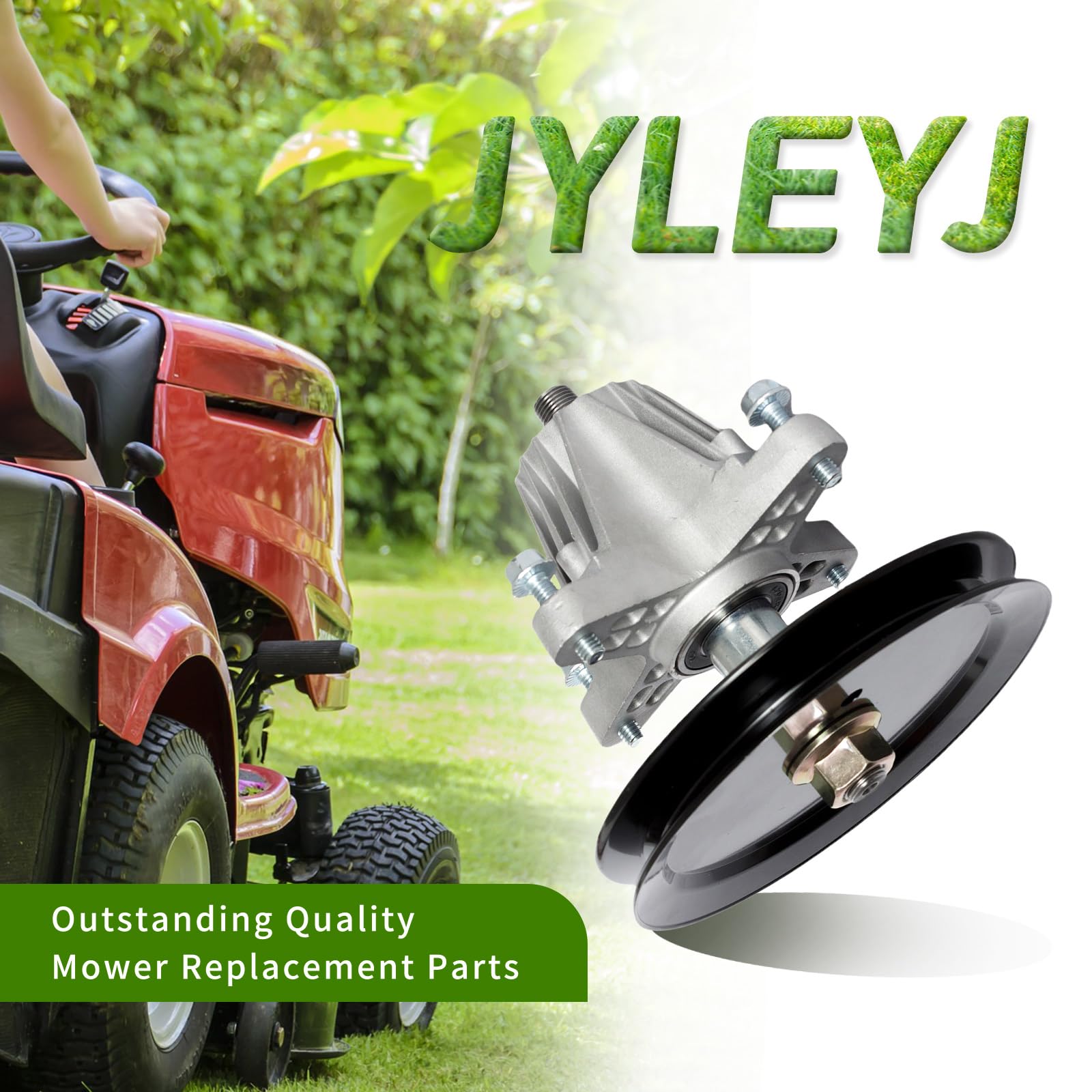 JYLEYJ spindle packaged with label showing OEM replacement numbers for clarity