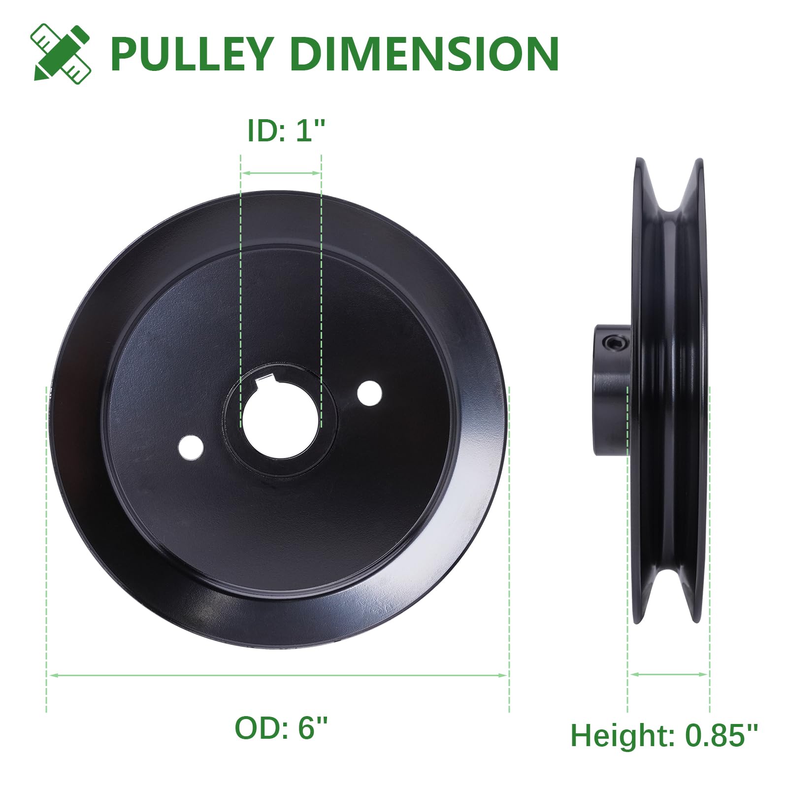 JYLEYJ pulley detail showing replacement 033-6004-00 pulley for correct belt tracking