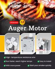 JZW-Shop 2.0RPM auger motor close-up showing upgraded motor for faster pellet feed