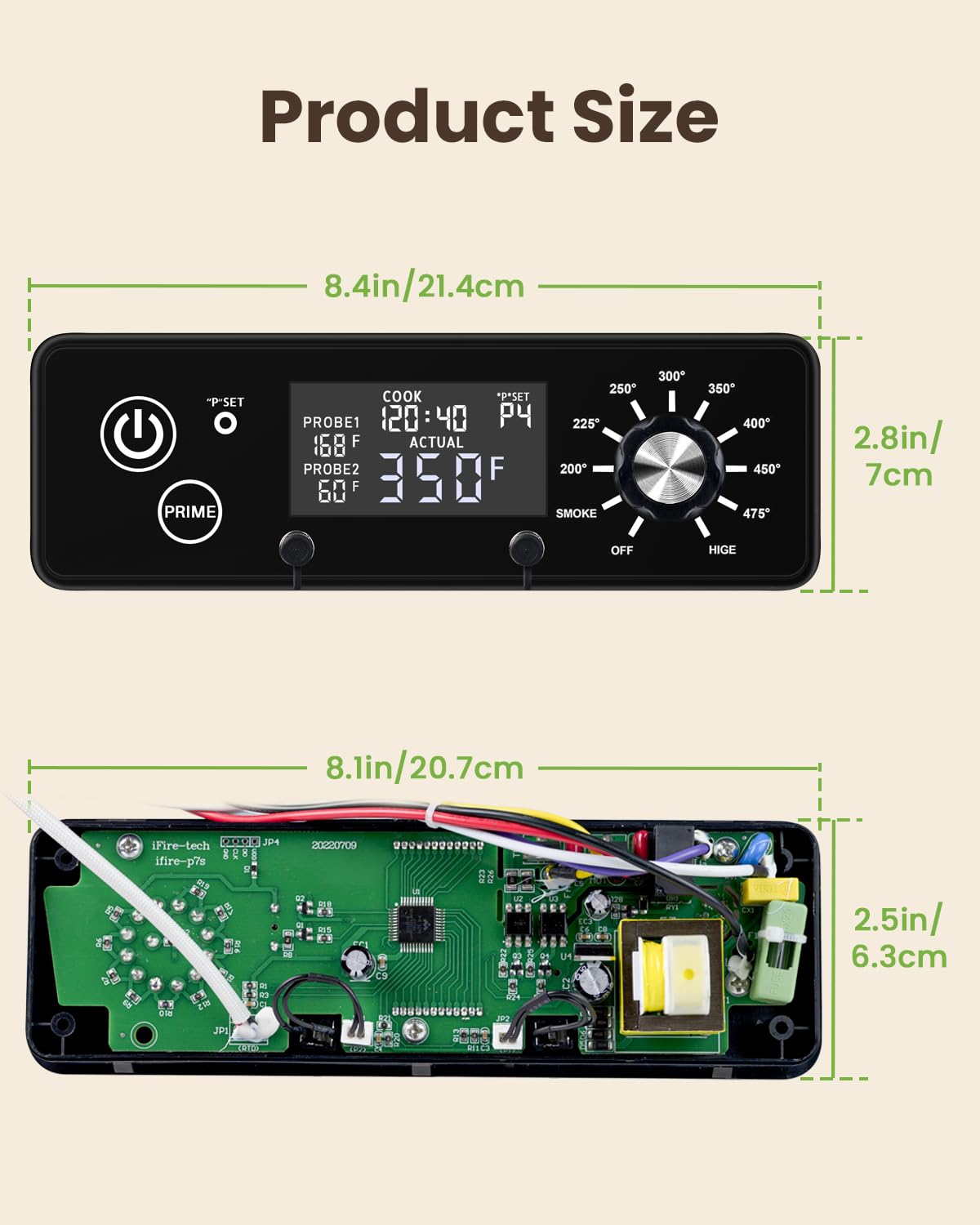 JZW-Shop control board next to ruler showing compact dimensions for fitment