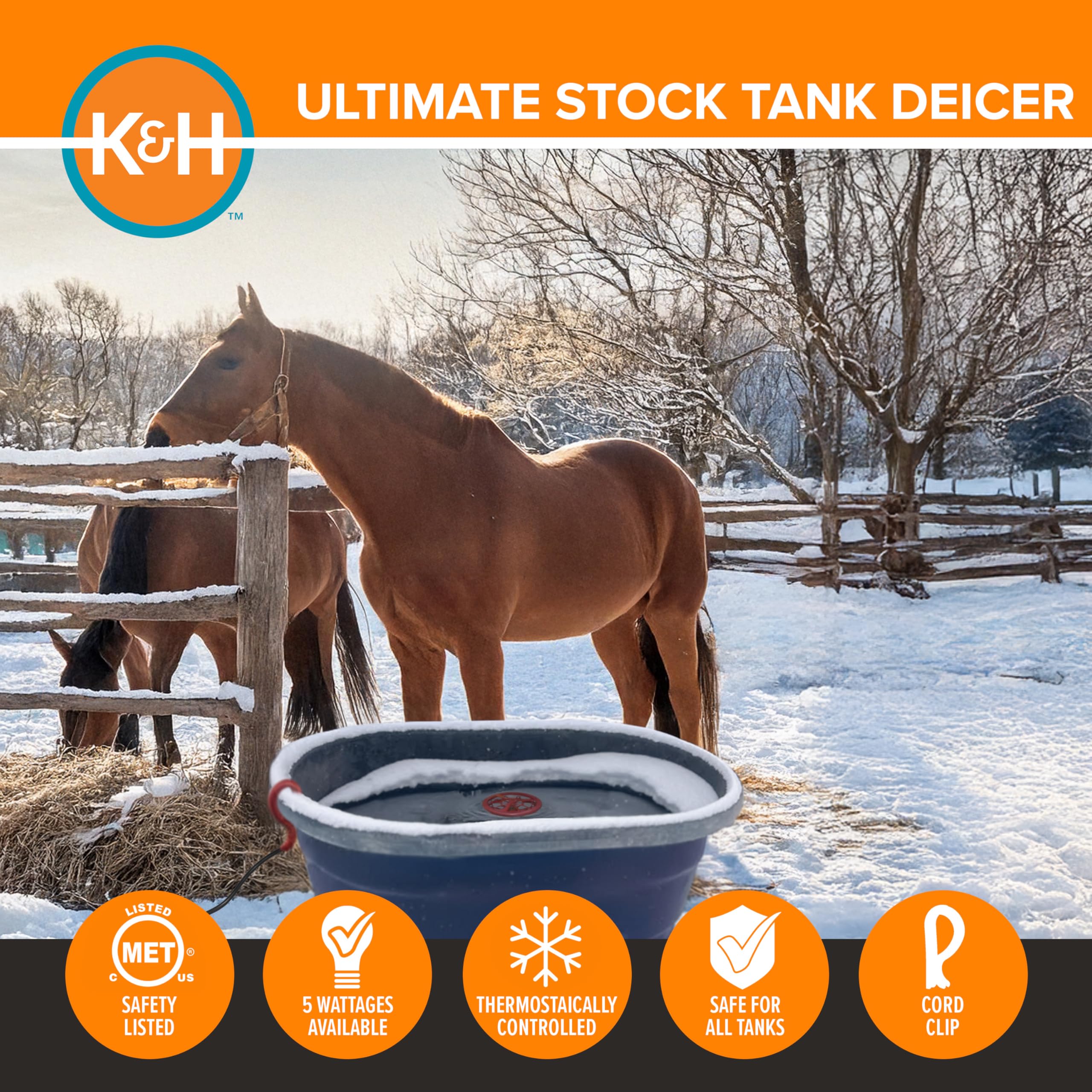 K&H submerged deicer installed deep in tank ensuring reliable water access