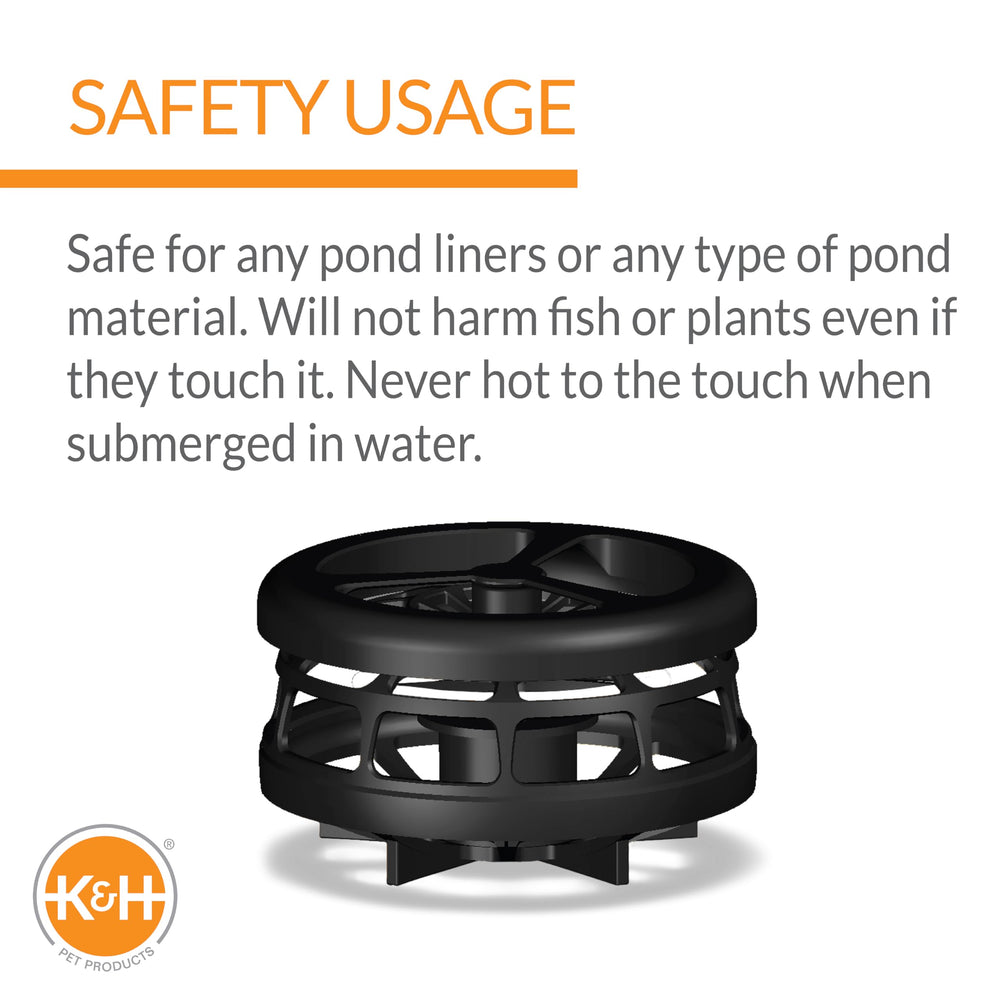 K&H pond heater next to ruler showing scale for sizing clarity benefit