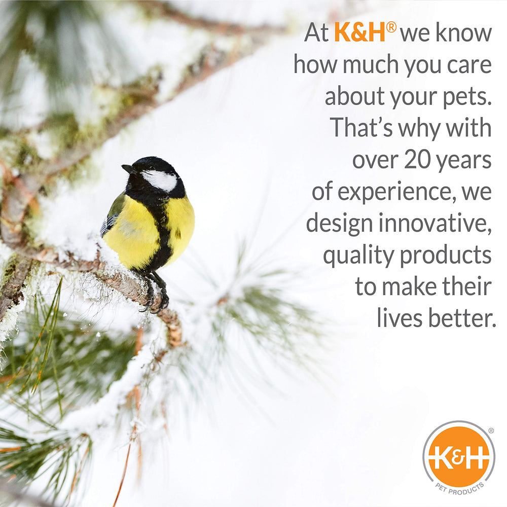 K&H heater spray-painted to match birdbath demonstrating aesthetic blending