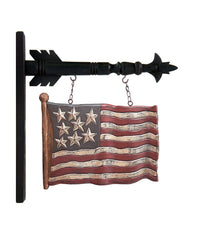 K&K Interiors carved flag arrow front view showing patriotic finish and instant decor impact