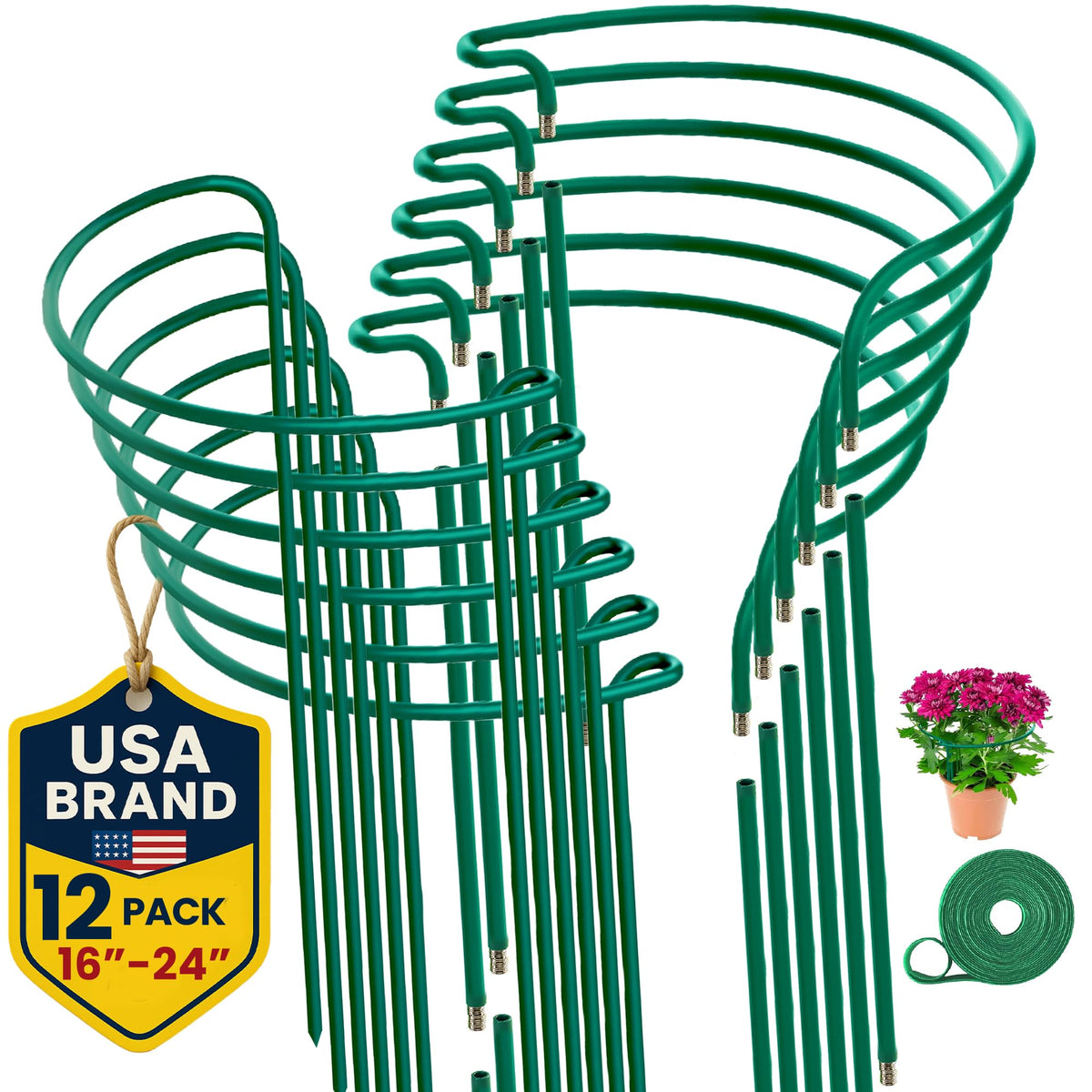K-Brands front view of 12-pack plant supports showing compact packaging and quantity benefit