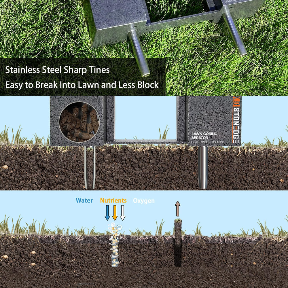 K.D STONEDGE detachable collection box capturing soil plugs for tidy cleanup