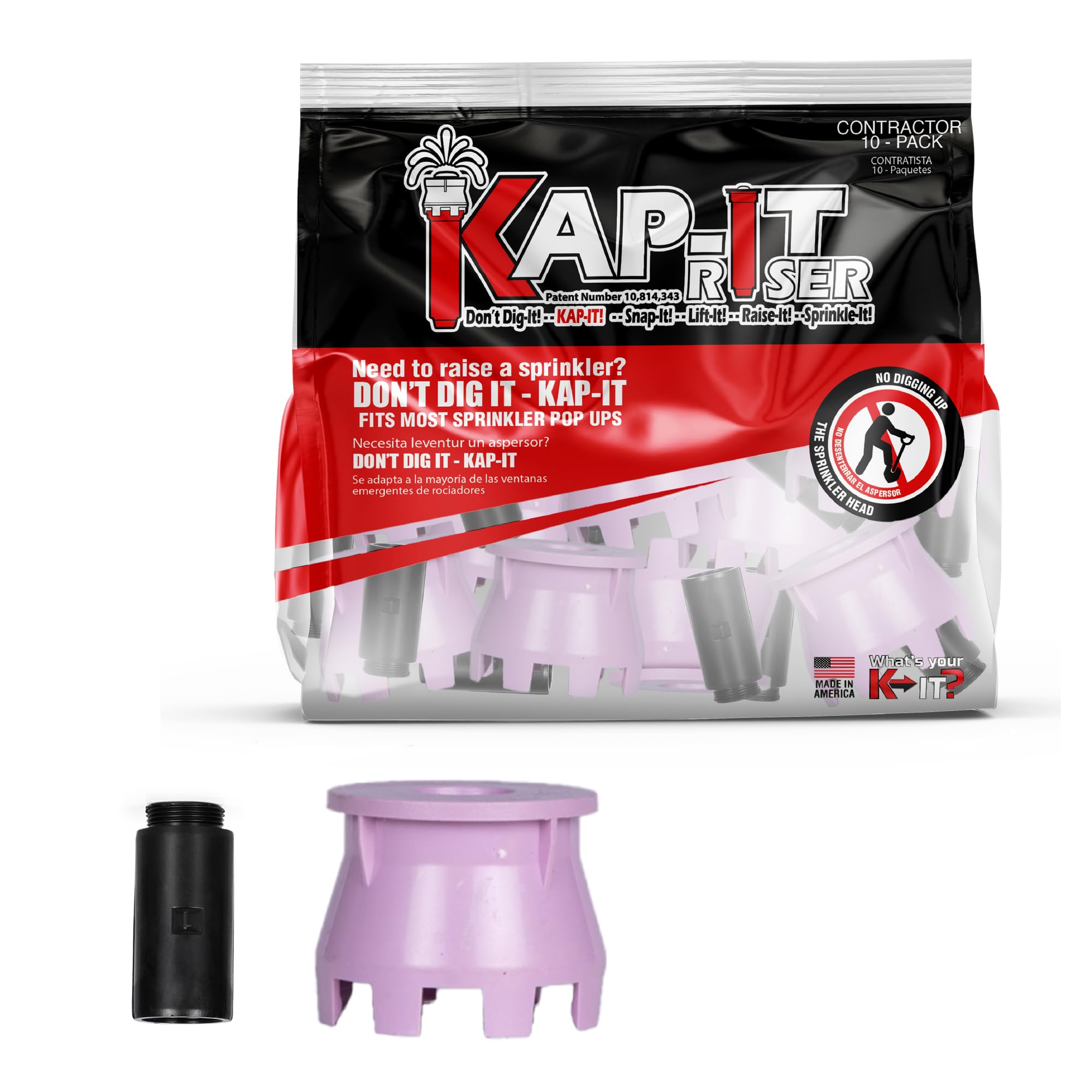 K-IT purple 1.5 inch riser pack front view showing contents and benefit of organized installs