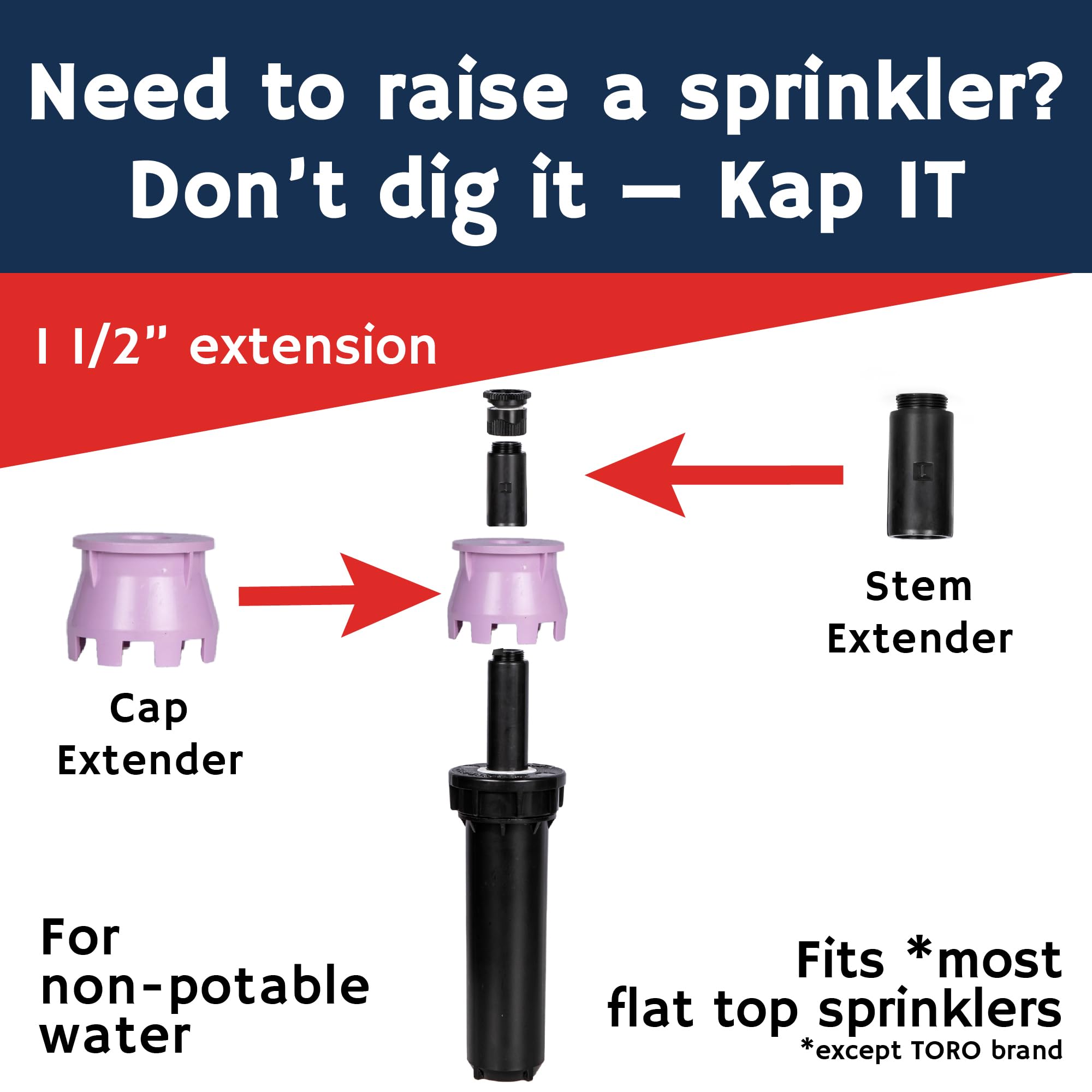 K-IT riser installed on a pop-up sprinkler demonstrating improved spray reach benefit