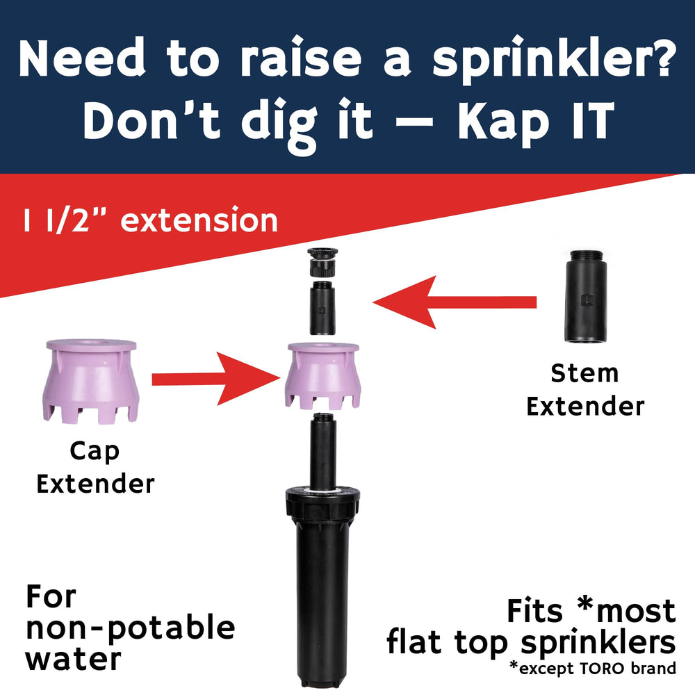 K-IT riser installed on a pop-up sprinkler demonstrating improved spray reach benefit