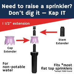 K-IT riser installed on a pop-up sprinkler demonstrating improved spray reach benefit