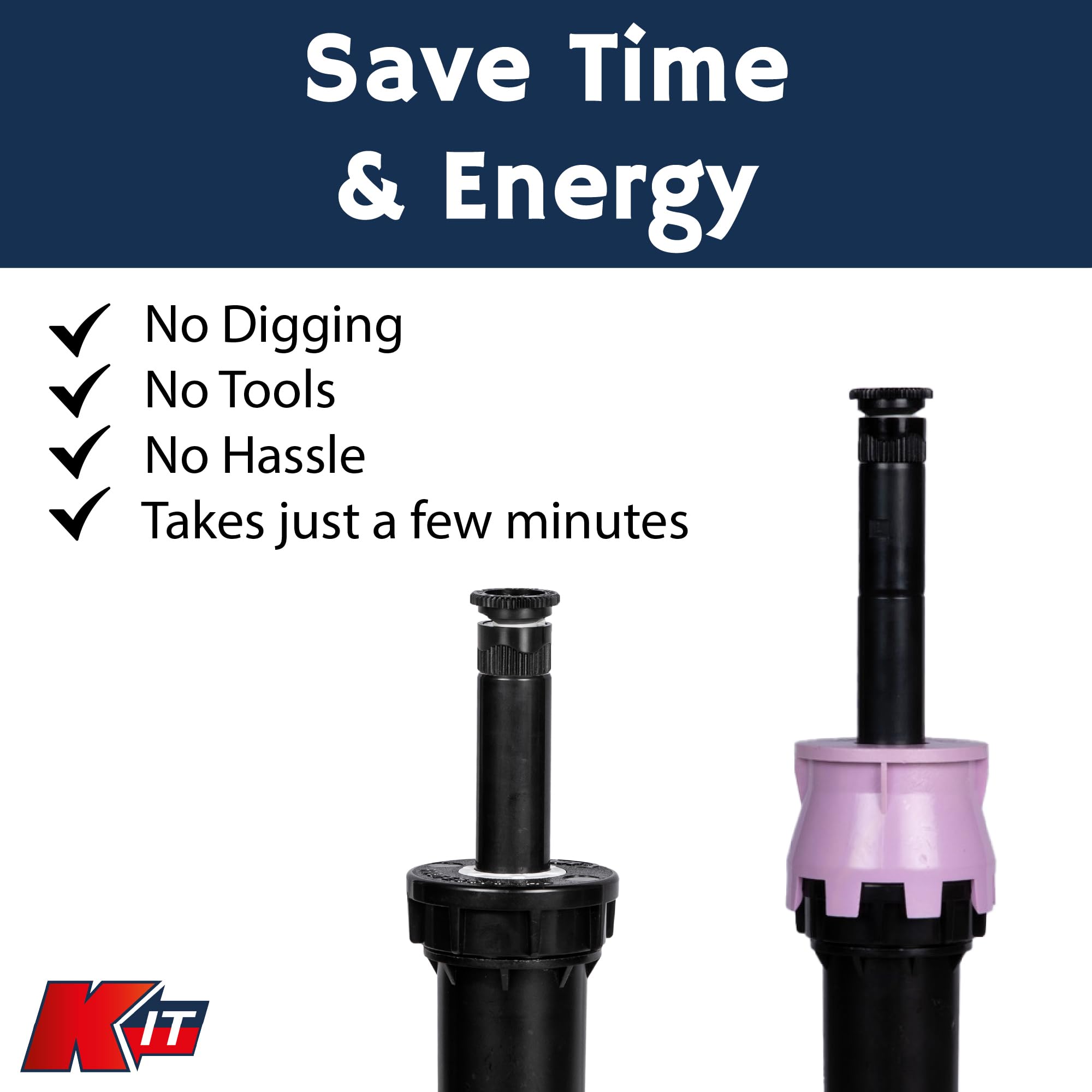 Top view of K-IT riser connection detail showing secure fit benefit for leak-free performance