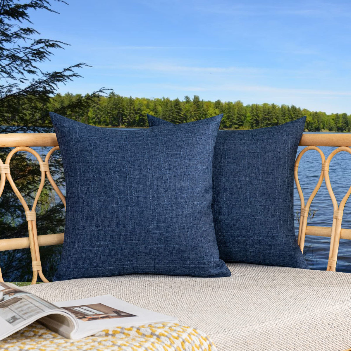 K KEVIN TEXTILE front view of blue 24x24 pillow covers showing color and pattern benefit