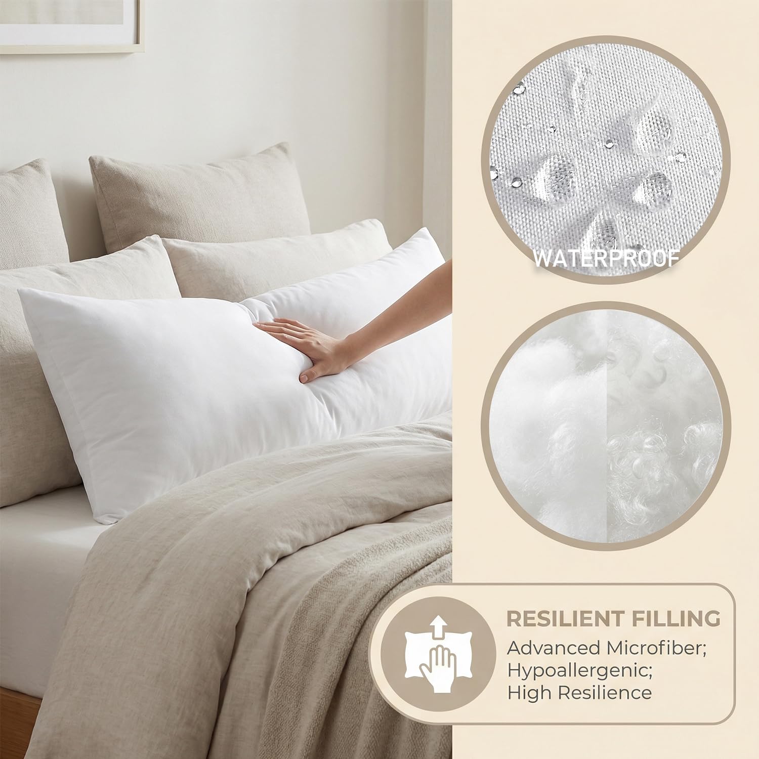 K KEVIN TEXTILE microfiber fill texture closeup showing plush comfort and loft