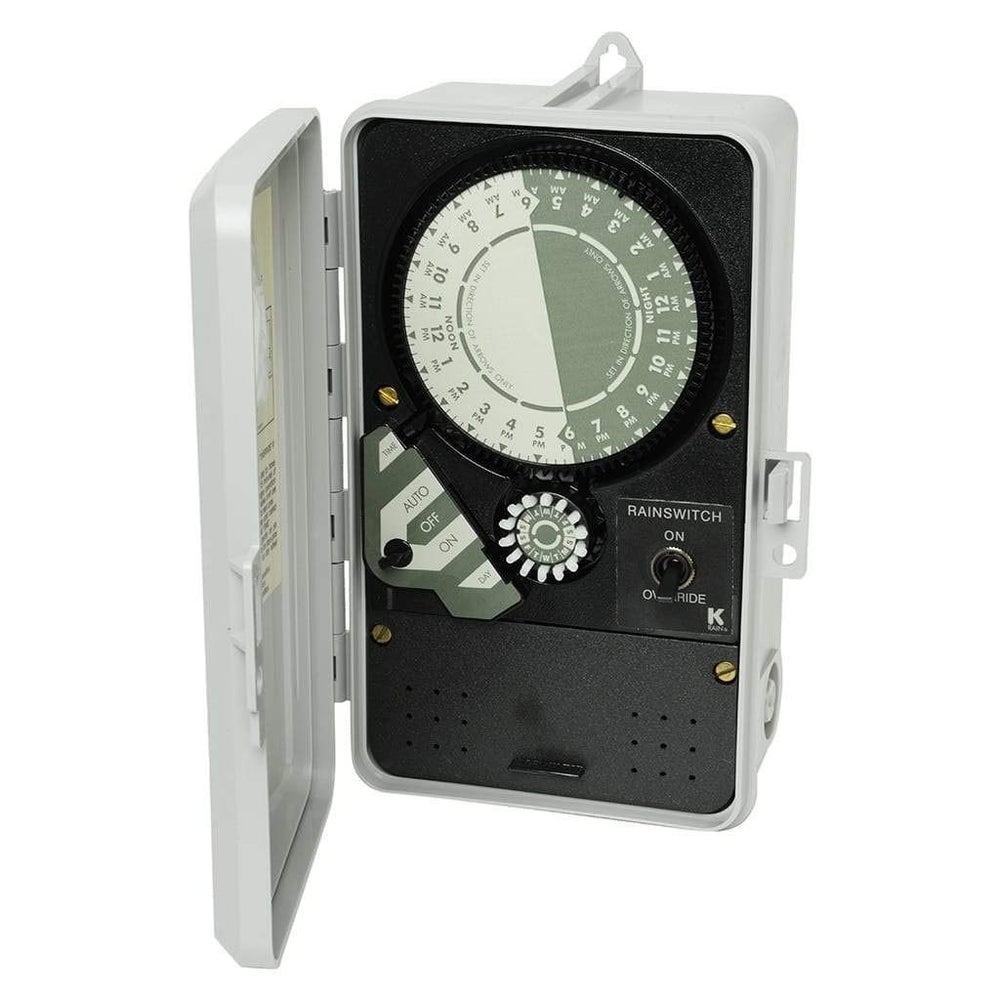 K-Rain 2520 front panel showing controls and rainswitch override for easy testing