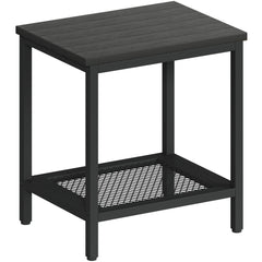 KAAPSAM front view of black two-tier patio end table with storage, durable and stylish