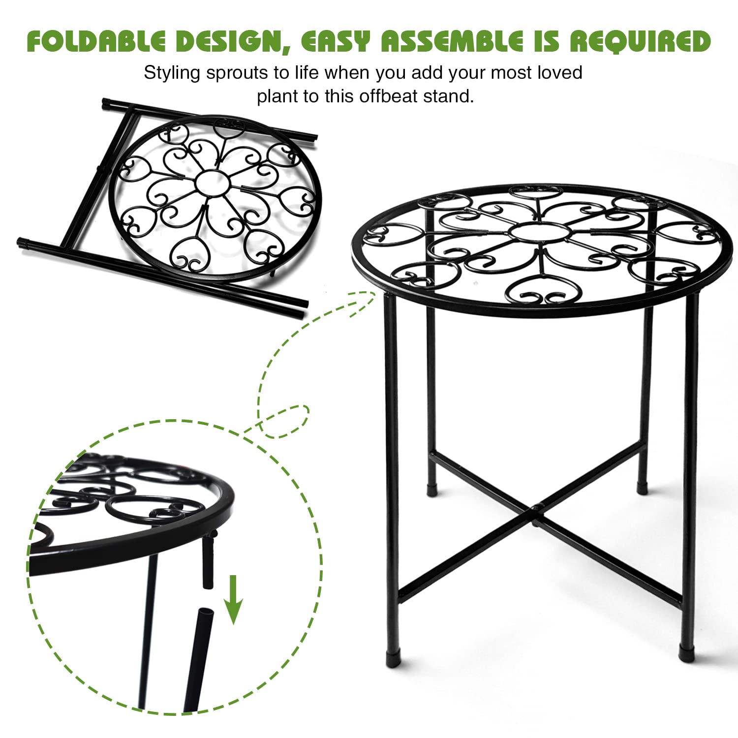 KABB plant stand holding a green houseplant in a living room to elevate decor and airflow