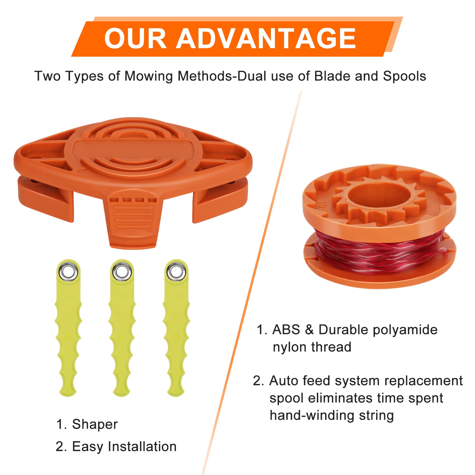 Kaberalty trimmer head close-up showing durable polyamide construction and fit