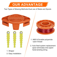 Kaberalty trimmer head close-up showing durable polyamide construction and fit