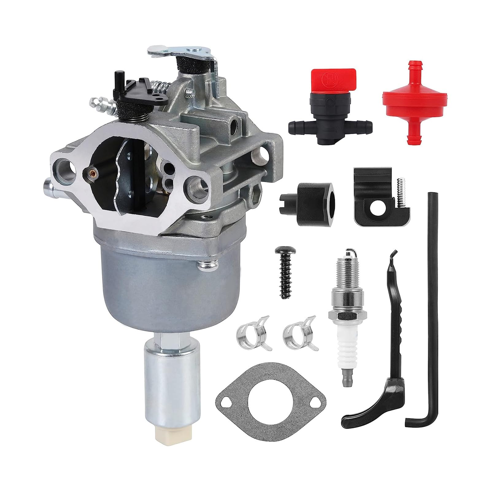 Kacarber carburetor beside ruler to show dimensions and correct scale for Briggs Stratton engine fit