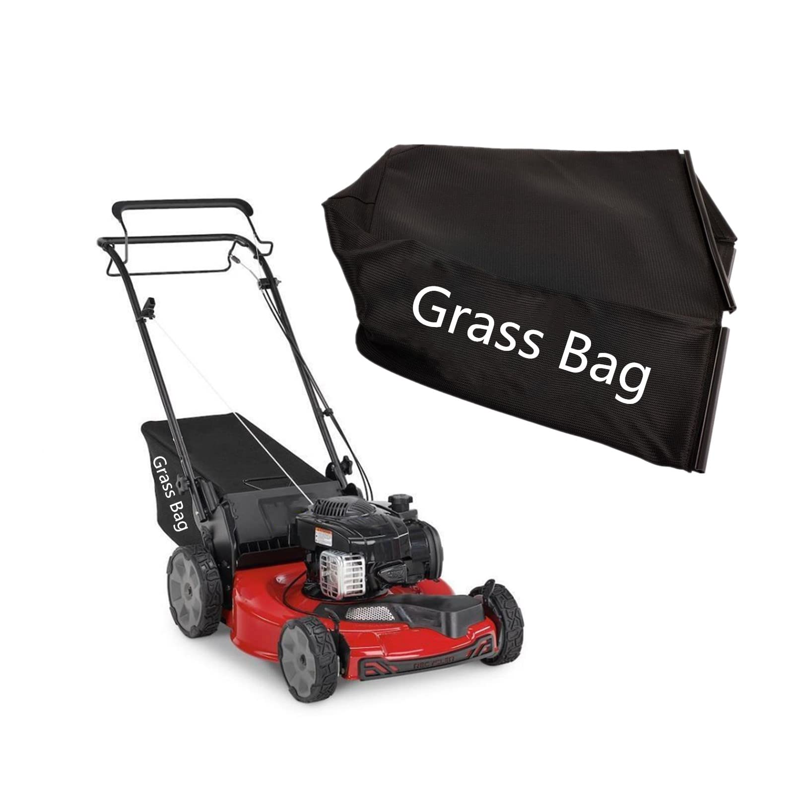 Kacarber grass bag front view showing fit and easy clipping containment