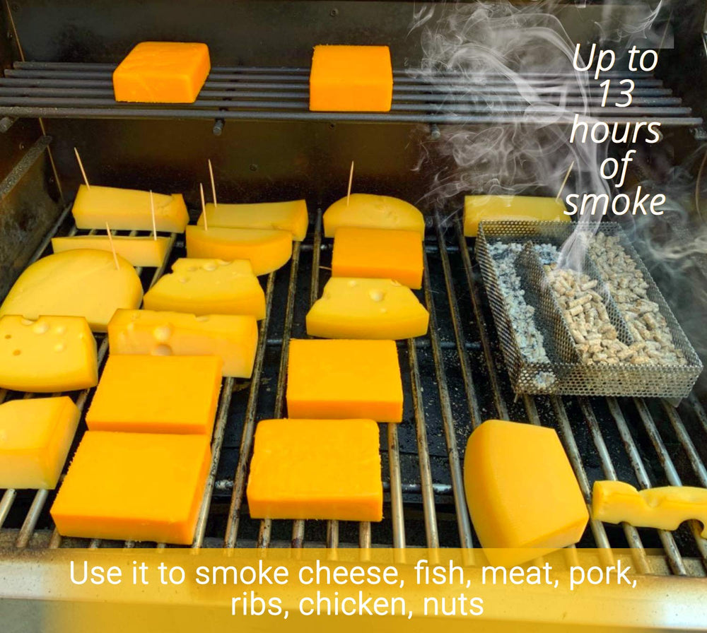 Kaduf tray placed in a charcoal grill producing consistent smoke and flavor
