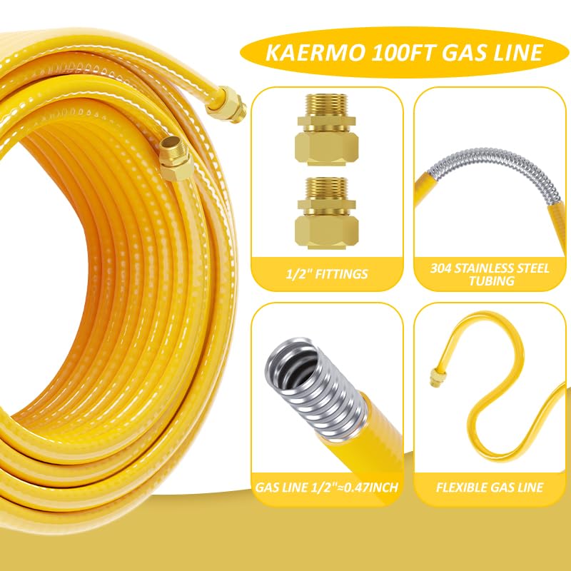 KAERMO corrugated stainless steel tubing texture showing flexible bend advantage