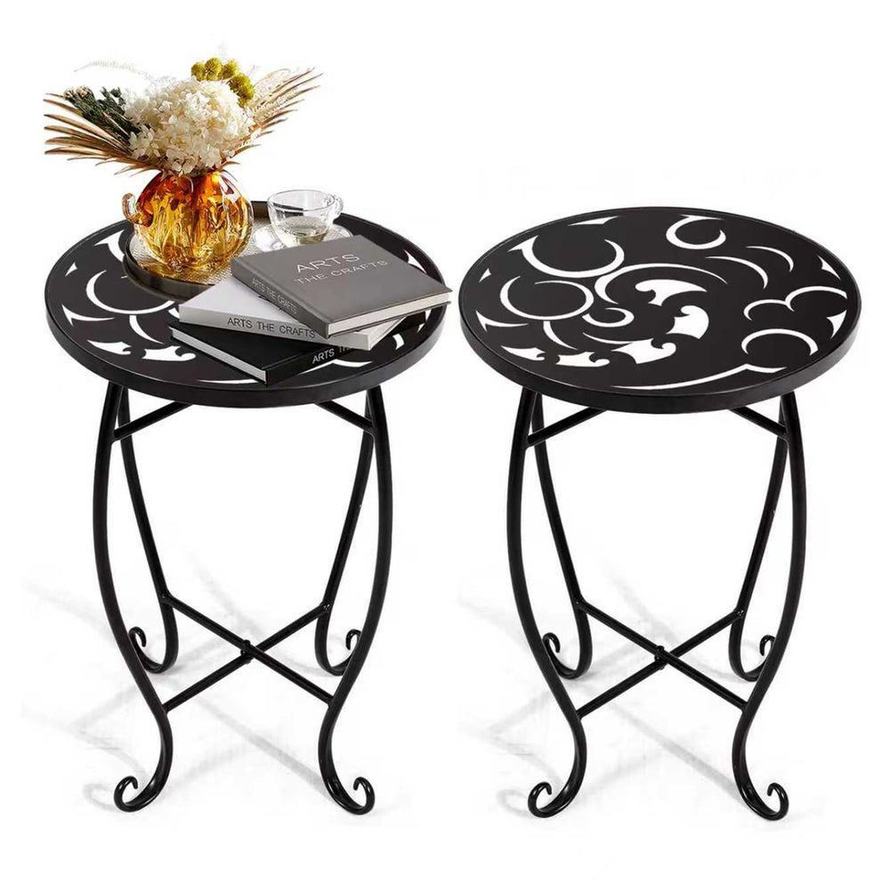 Kaesithar front view of two 15 inch plant stands showing sturdy display benefit