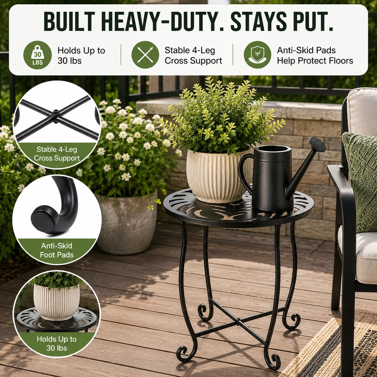 Kaesithar table in balcony setting holding drinks and plant to show practical use