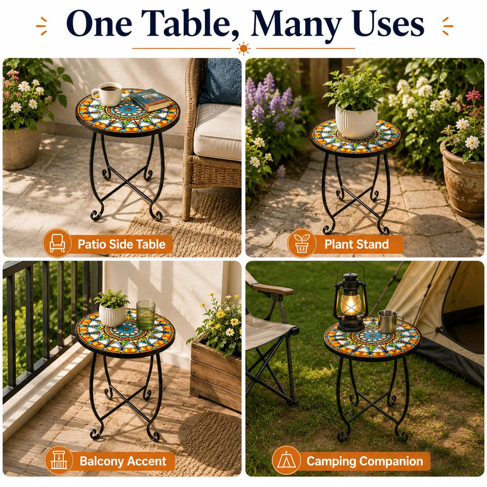 Kaesithar size comparison with foot illustrating the table's compact 15-inch height