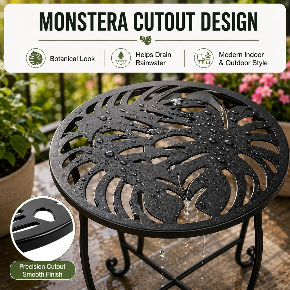 Kaesithar side table with plant for scale to illustrate compact 11-inch diameter