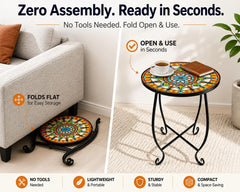 Kaesithar sun mosaic top closeup highlighting UV print detail and durable finish