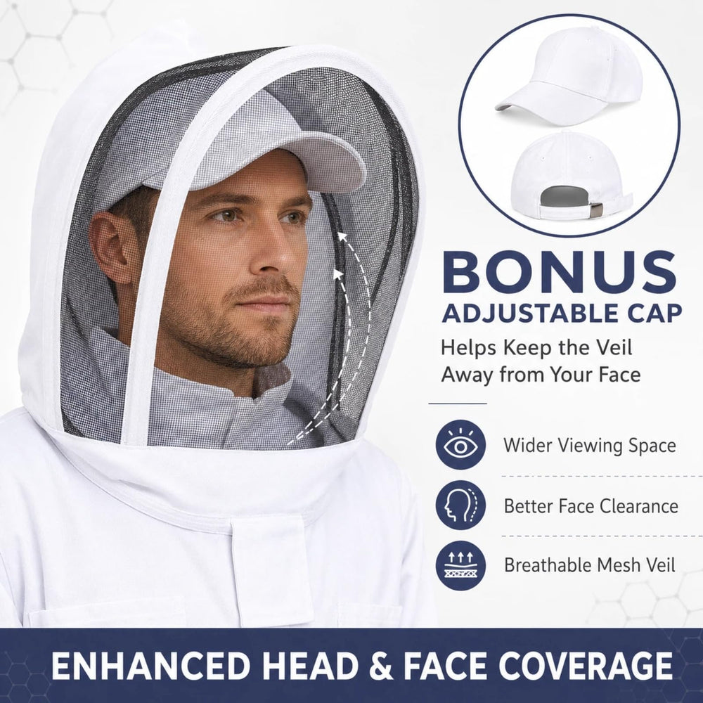 KAGZ adjustable cap and clear mesh veil detail improving visibility and comfort