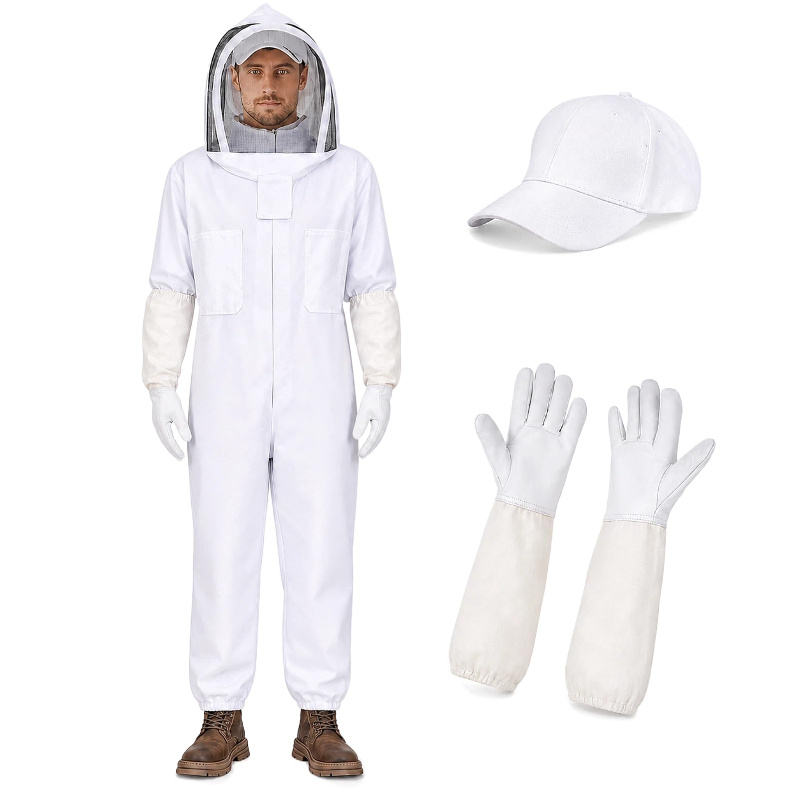 KAGZ front view of full body suit showing coverage and zip closures for safety