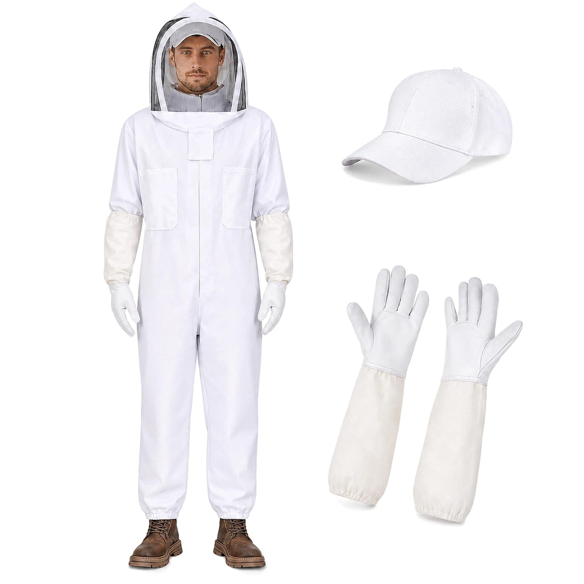 KAGZ front view of full body suit showing coverage and zip closures for safety