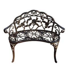 KAILI bench front view showing bronze finish and elegant seating benefit