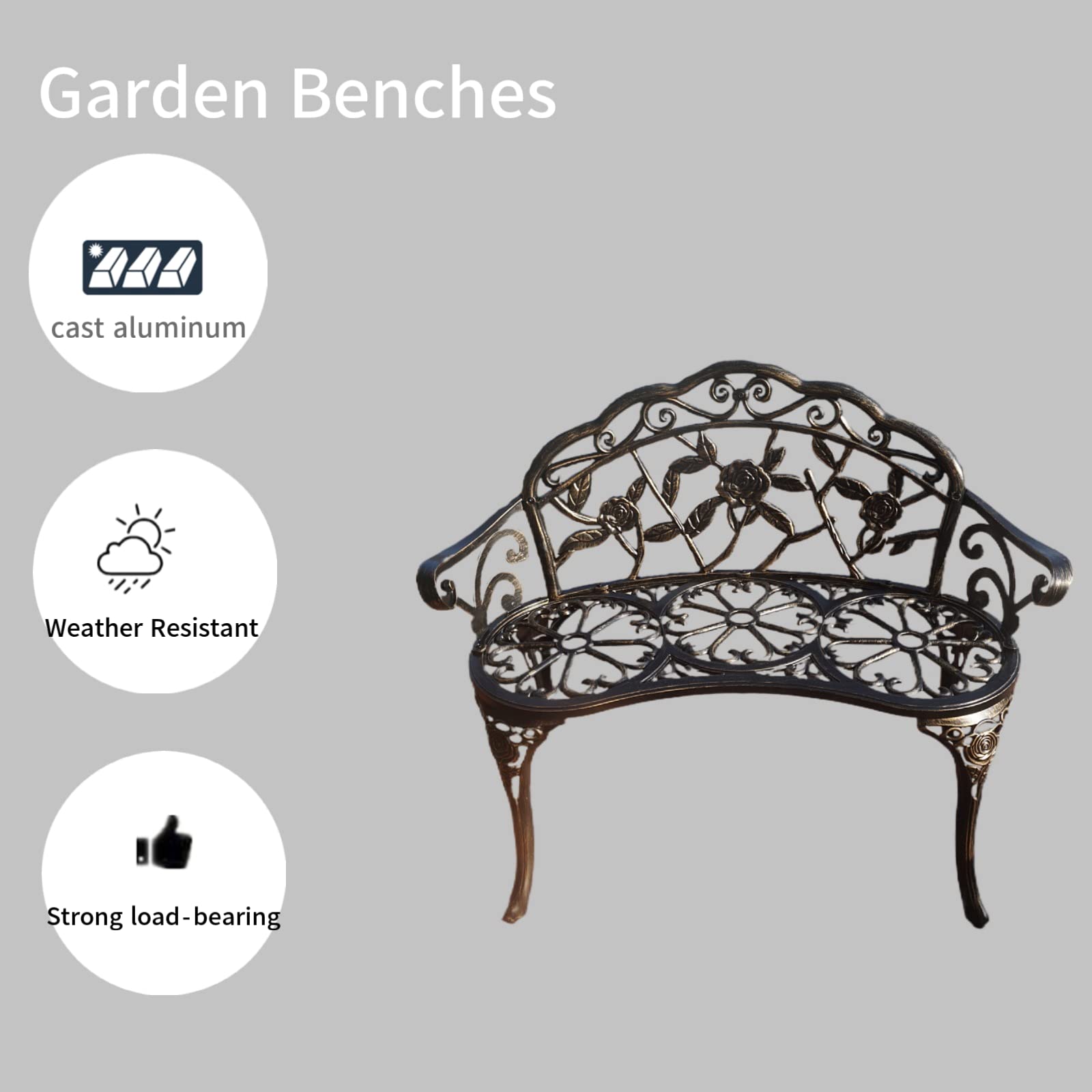 KAILI side profile illustrating bench dimensions and sturdy construction benefit