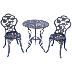 KAILI front view of bistro set showing rose pattern and compact setup