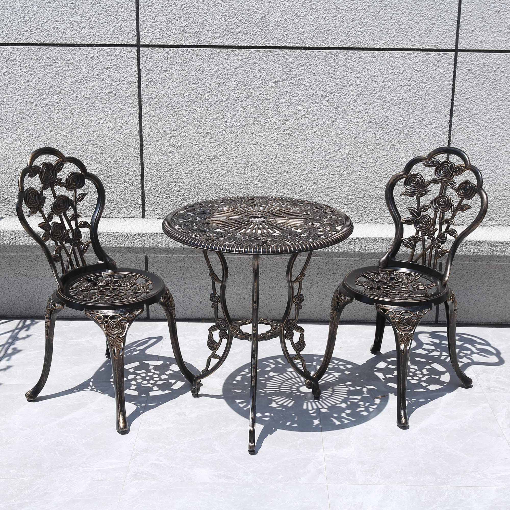KAILI packaged contents laid out showing included table and two chairs