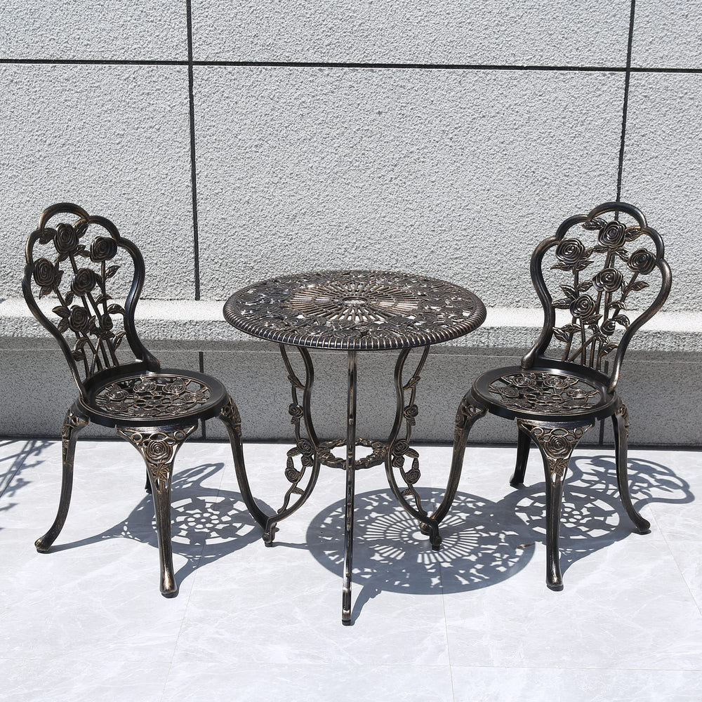 KAILI packaged contents laid out showing included table and two chairs