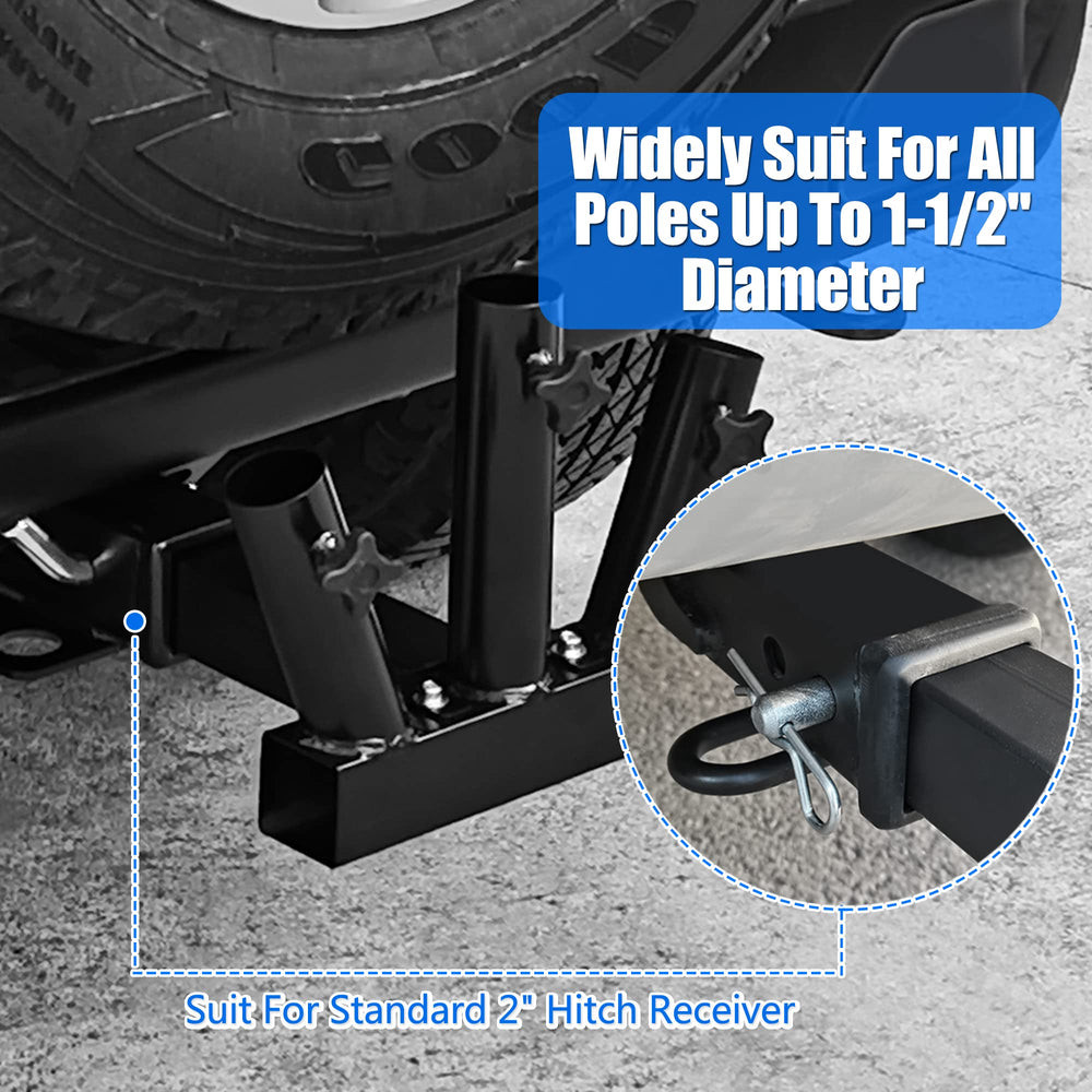 KAIRAY mounted on truck receiver demonstrating fit on standard 2" hitch