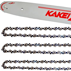 KAKEI 16-inch front packaging showing bar and three chains benefit quick replacement