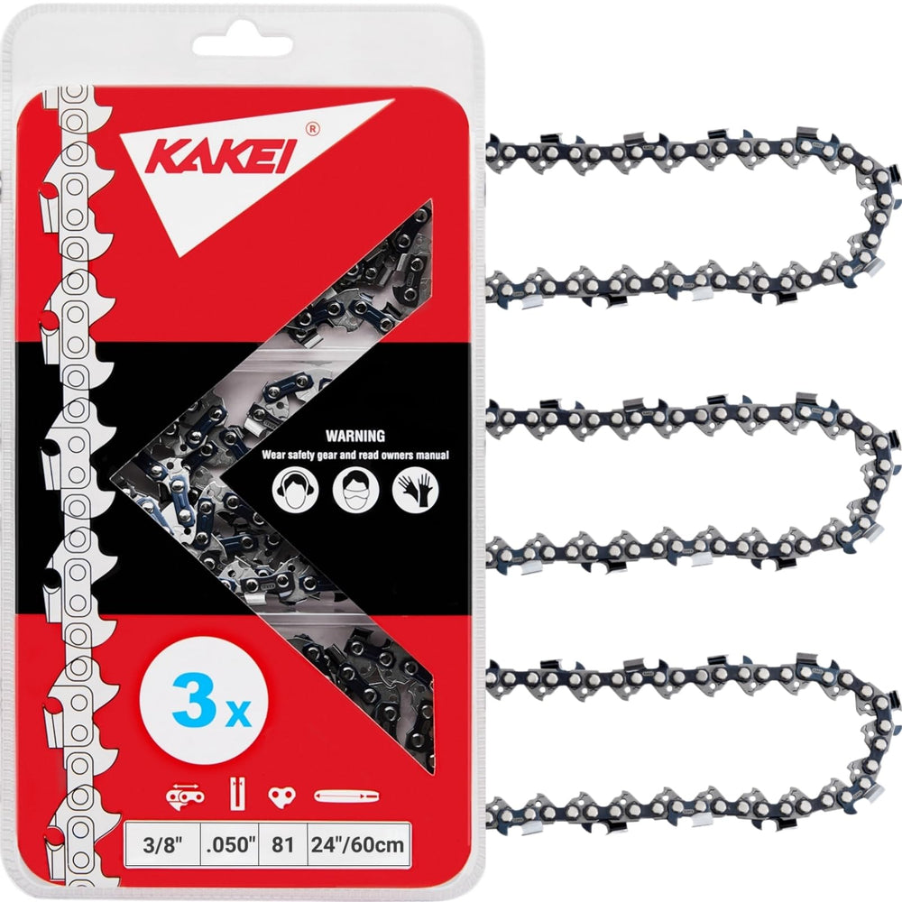 KAKEI front packaging three-pack 24-inch chains, clear specs and benefit