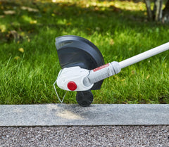 KAKEI battery and handle detail emphasizing 20V power and ergonomic grip for reduced fatigue