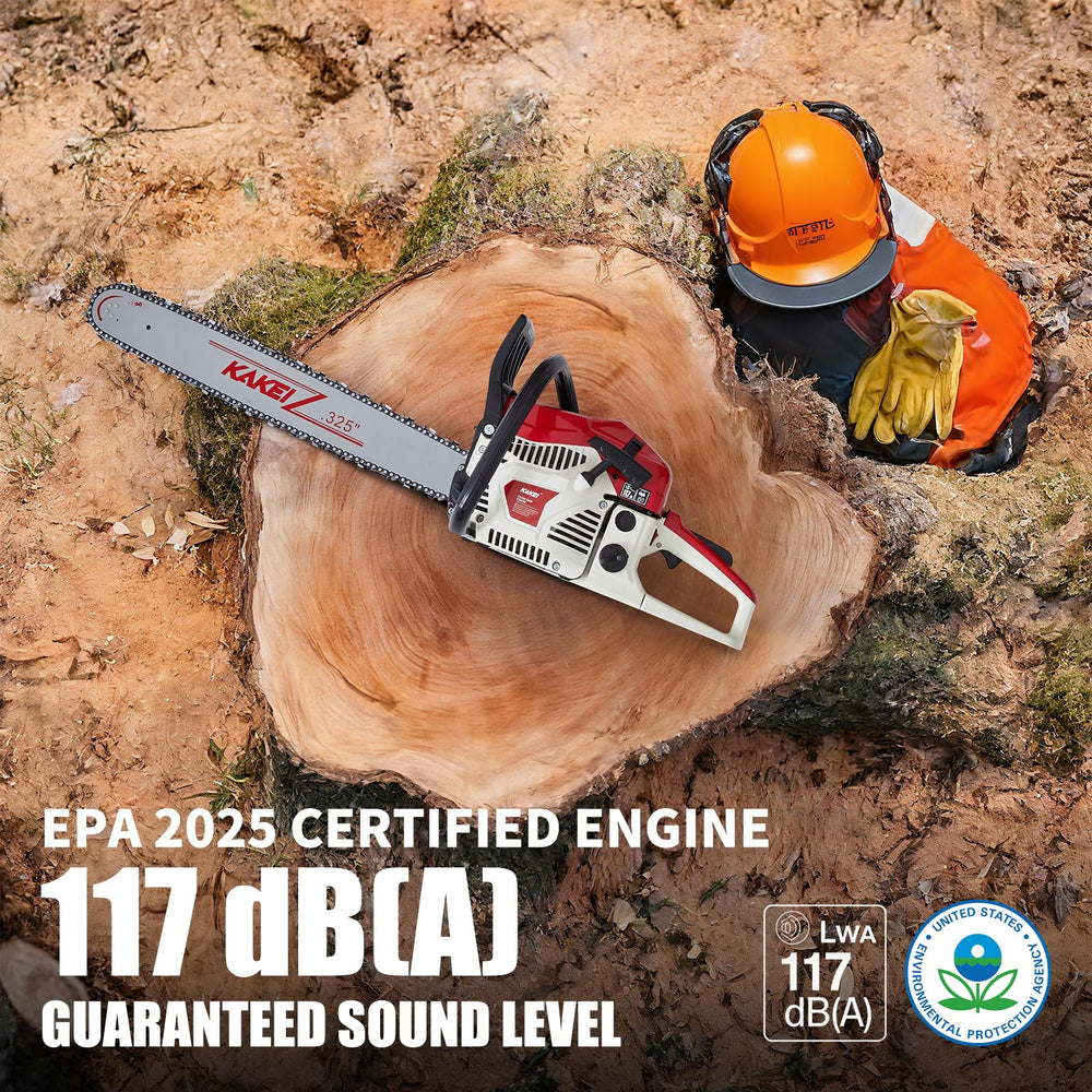 KAKEI chainsaw cutting a log showing powerful performance and clean cuts
