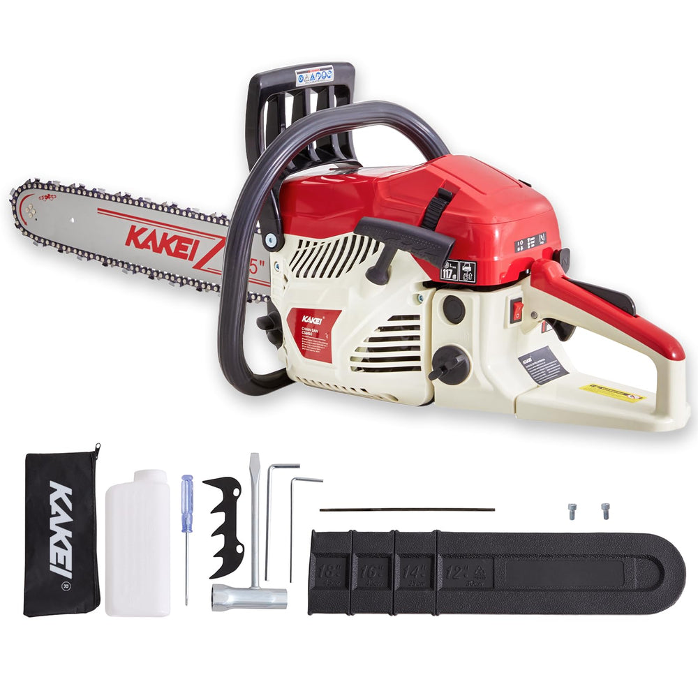 KAKEI front view showing full chainsaw and ready-to-use kit for immediate work