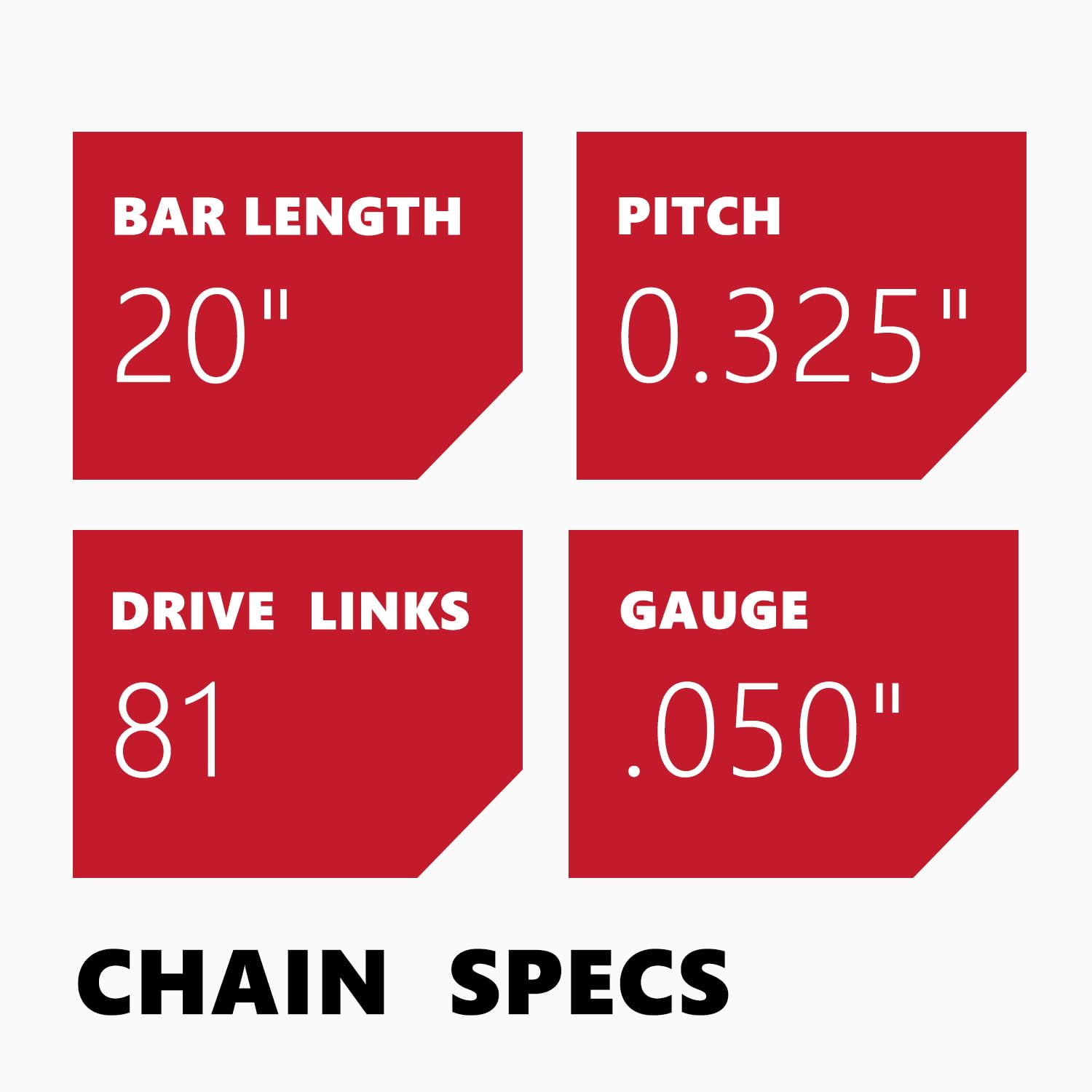 KAKEI chain stamp showing 81 drive links to verify correct length and fit