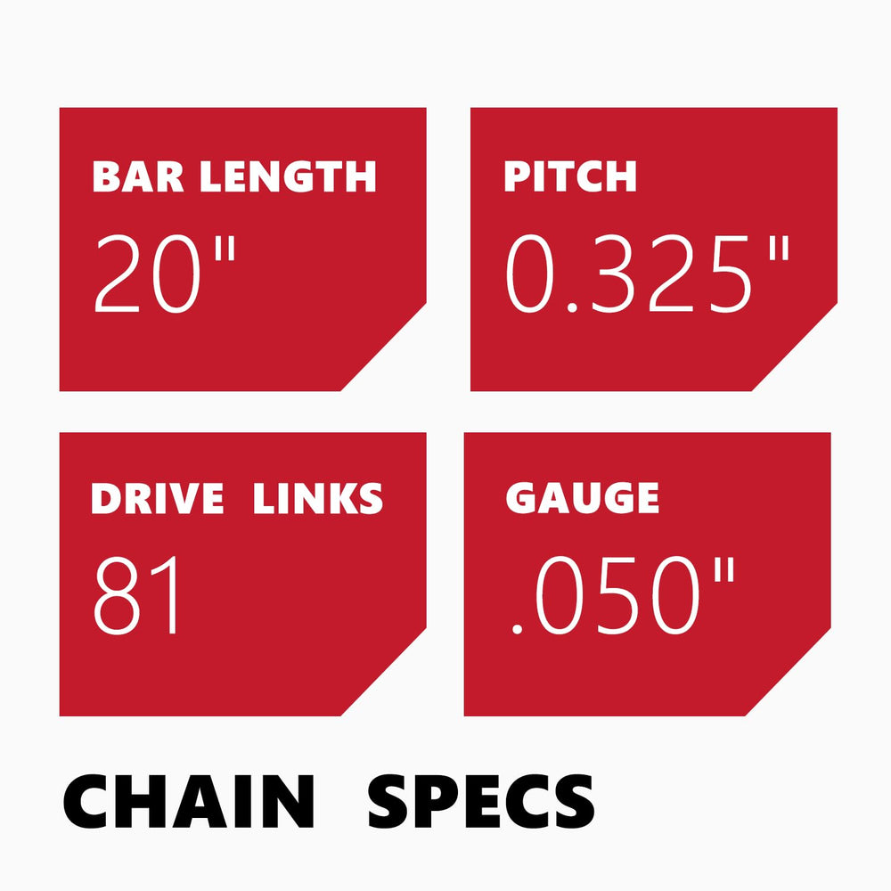 KAKEI chain stamp showing 81 drive links to verify correct length and fit